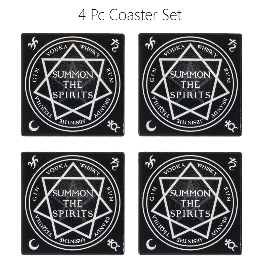 NEW Alchemy of England Summon the Spirits Coasters Ceramic with Cork Backing 4PK